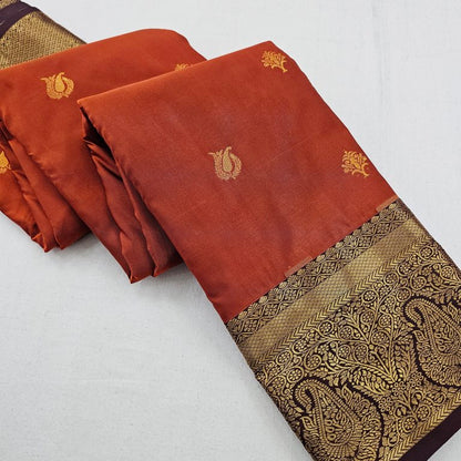 Trending Rust Orange Silk Sarees 195 – Kanchipuram Lakshaya Silks