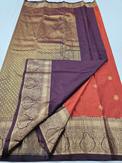 Trending Rust Orange Silk Sarees 195 – Kanchipuram Lakshaya Silks