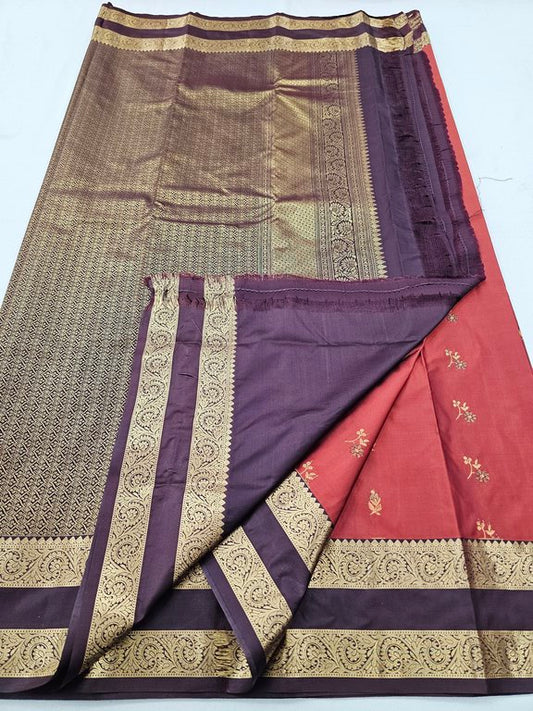 Trending Rust Orange Silk Sarees(Gap Border)