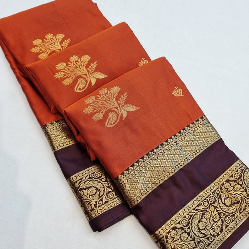 Trending  Rust orange Silk Sarees 239 – Kanchipuram Lakshaya Silks