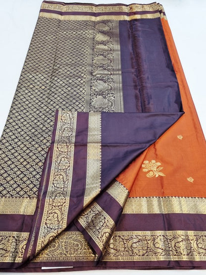 Trending  Rust orange Silk Sarees 239 – Kanchipuram Lakshaya Silks