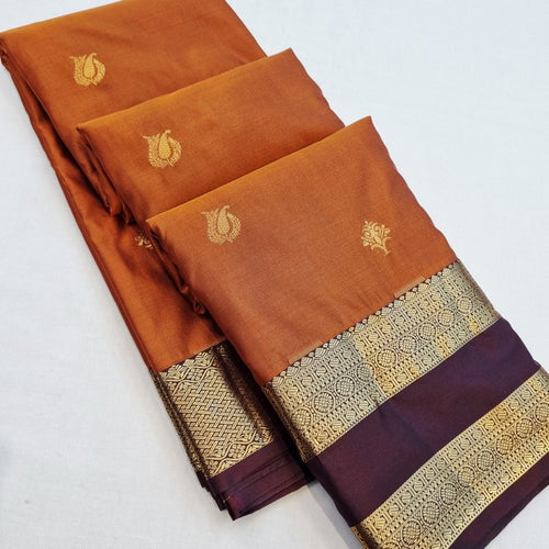 Trending  Rust orange Silk Sarees 240 – Kanchipuram Lakshaya Silks