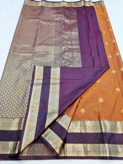 Trending  Rust orange Silk Sarees 240 – Kanchipuram Lakshaya Silks