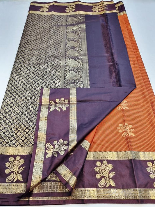 Trending  Rust orange Silk Sarees 240