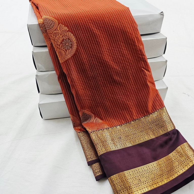 Trendy Rust Orange Vaira Oosi Silk Sarees 171