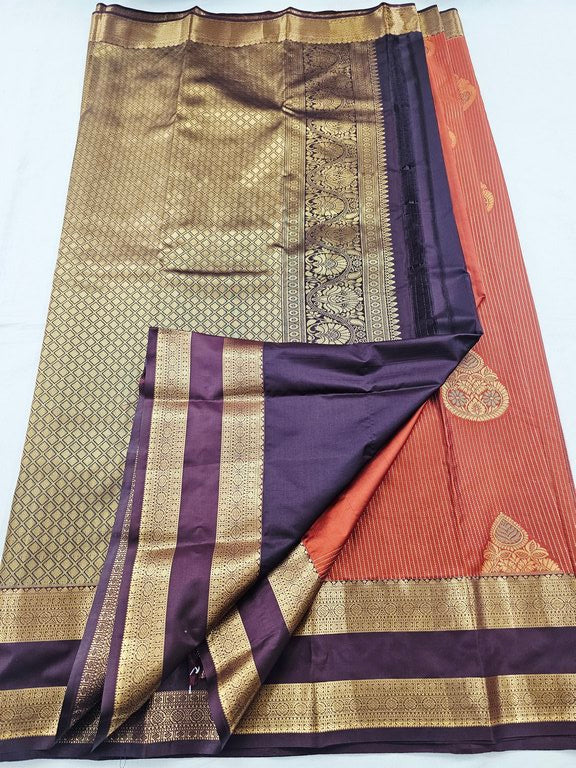 Trendy Rust Orange Vaira Oosi Silk Sarees 171