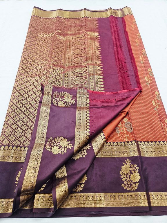 Trendy Rust Orange Vaira Oosi Silk Sarees 172