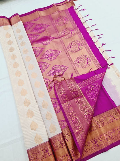 Kanchipuram Blended Korvai Soft Silk Sarees 350 – Kanchipuram Lakshaya Silks