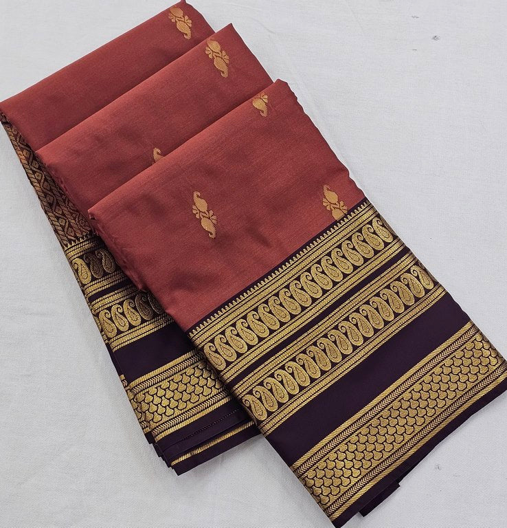 Kanchipuram Blended Vintage Border Silk Sarees 1262