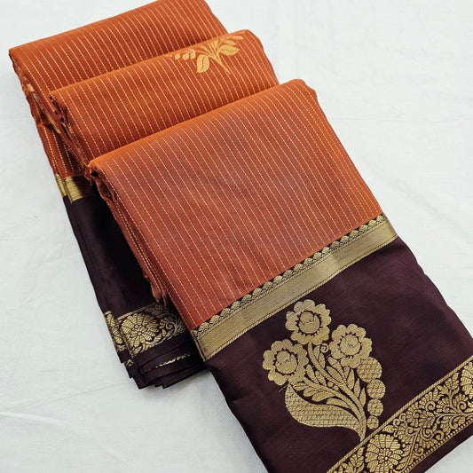 Kanchi Blended Rust Orange Vaira Oosi Silk Sarees 255