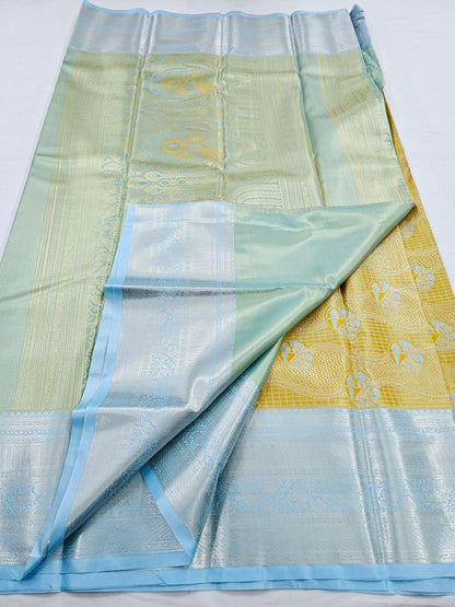 Kanchipuram Blended Floral Tissue Bridal Silk Sarees 011 – Kanchipuram Lakshaya Silks