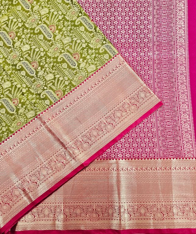 Trendy Kanchipuram Blended Vintage Bridal Silk Sarees 180064 - 014