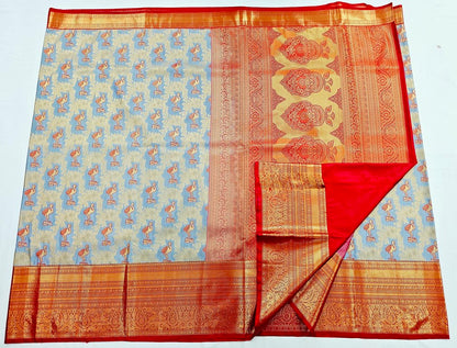 Trendy Kanchipuram Blended Vintage Bridal Silk Sarees 015