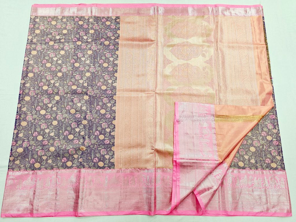 Trendy Kanchipuram Blended Vintage Tissue Bridal Silk Sarees 031