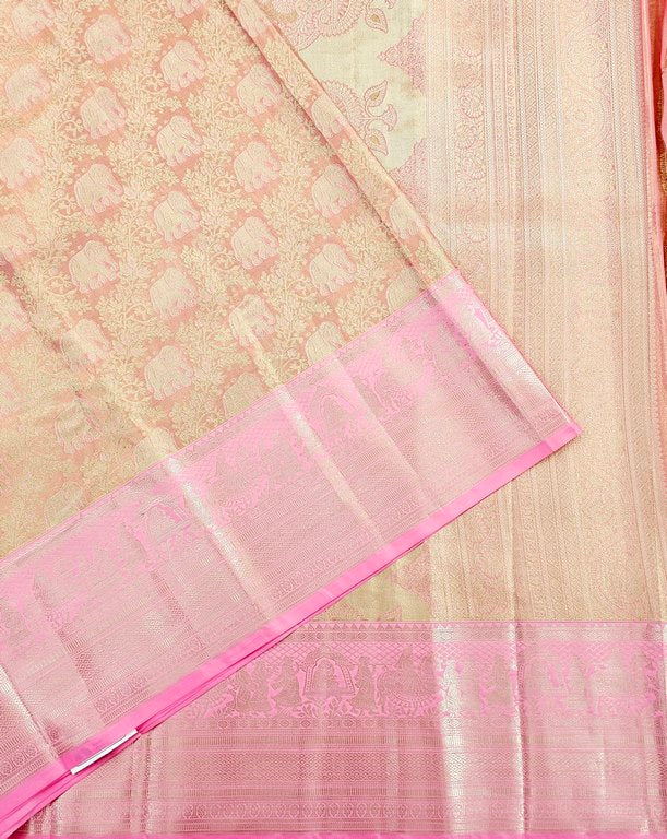 Trendy Kanchipuram Blended Vintage Tissue Bridal Silk Sarees 033