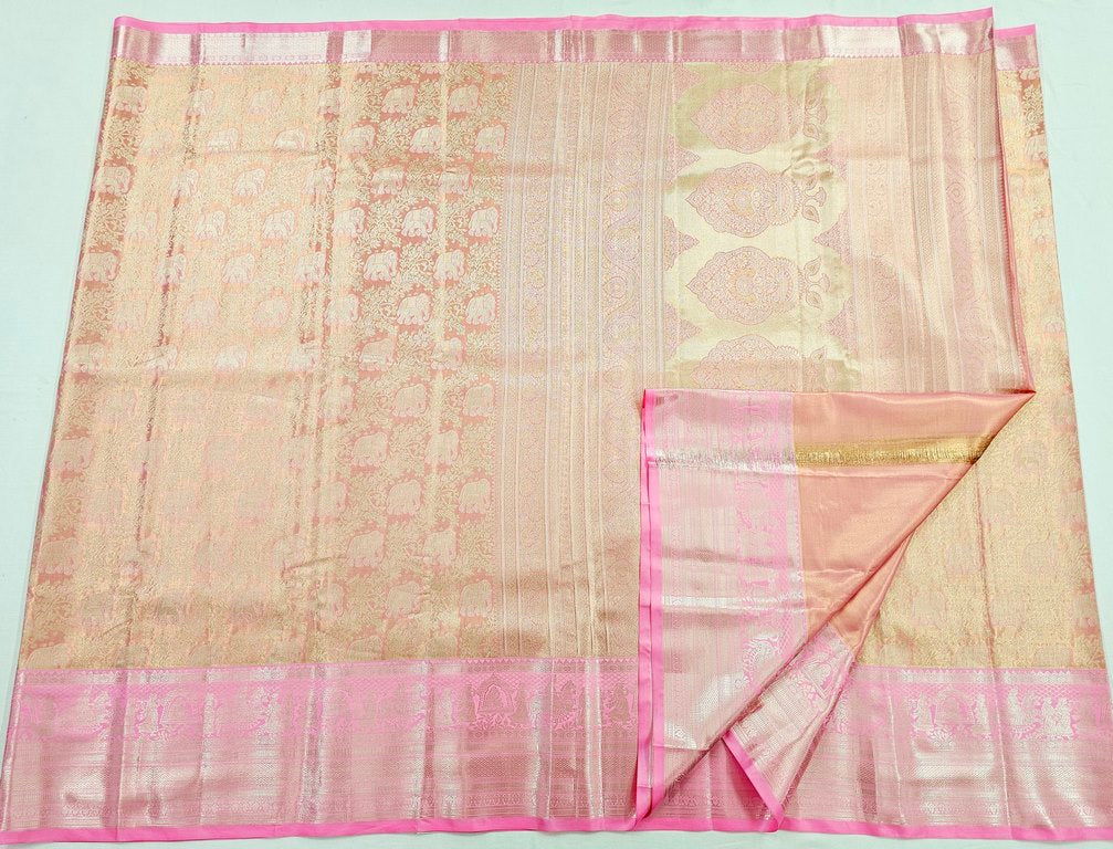 Trendy Kanchipuram Blended Vintage Tissue Bridal Silk Sarees 033