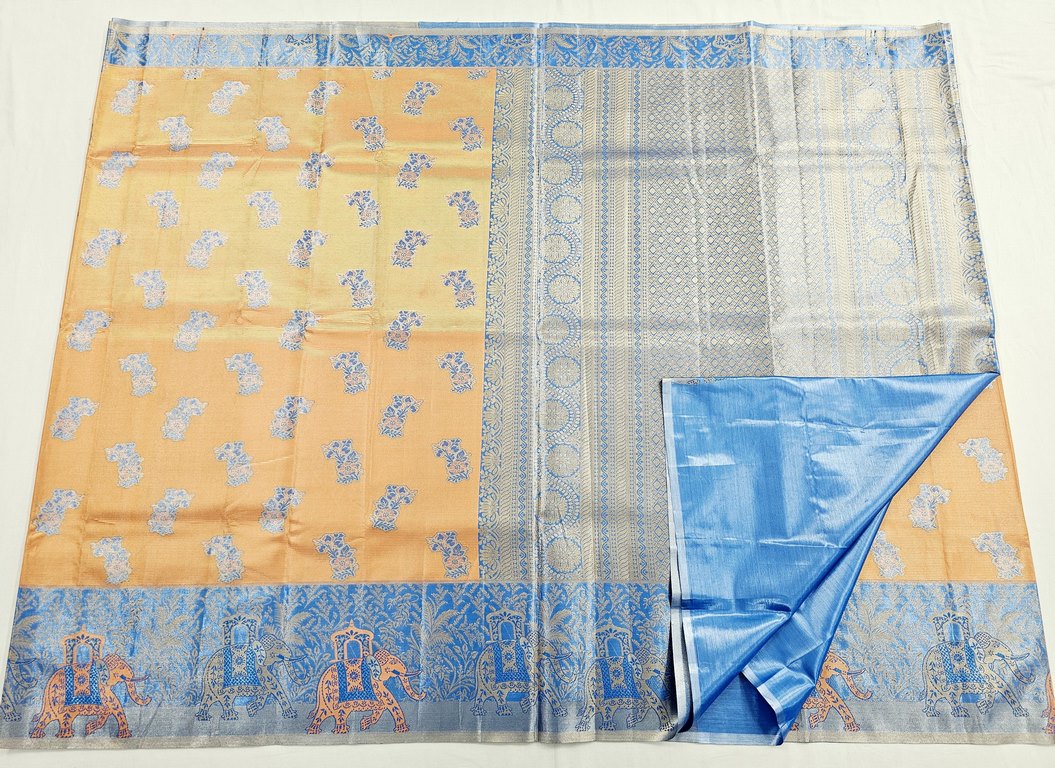 Trendy Kanchipuram Blended Vintage Tissue Bridal Silk Sarees 035