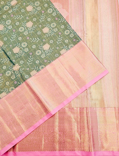 Trendy Kanchipuram Blended Vintage Tissue Bridal Silk Sarees 038