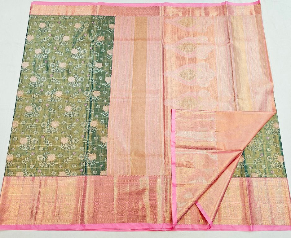Trendy Kanchipuram Blended Vintage Tissue Bridal Silk Sarees 038