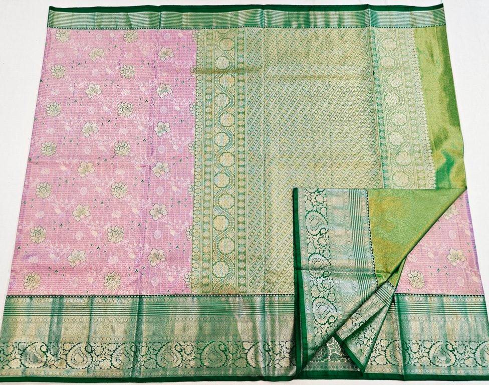 Trendy Kanchipuram Blended Vintage Tissue Bridal Silk Sarees 039