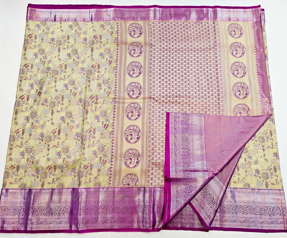 Trendy Kanchipuram Blended Vintage Tissue Bridal Silk Sarees 040