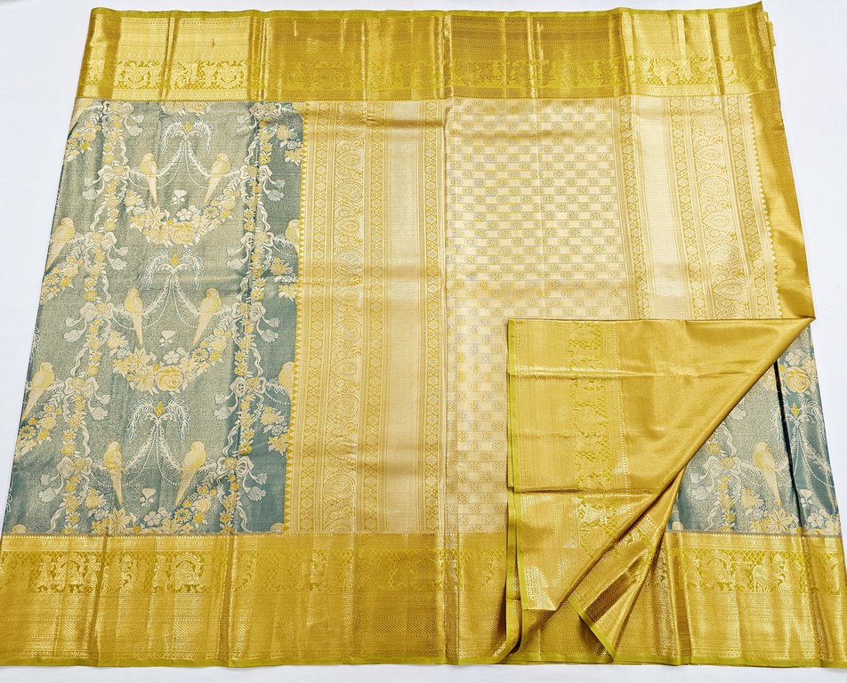 Trendy Kanchipuram Blended Vintage Tissue Bridal Silk Sarees 042