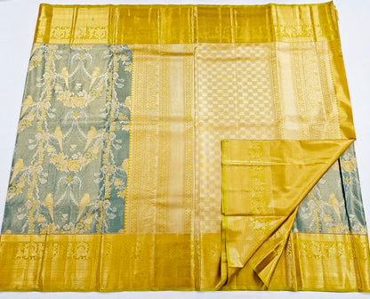 Trendy Kanchipuram Blended Vintage Tissue Bridal Silk Sarees 042