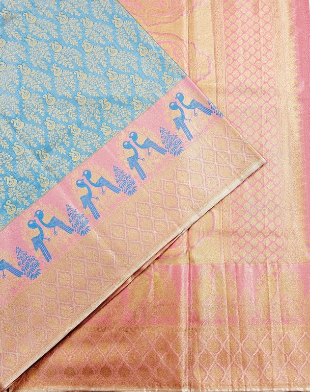 Trendy Kanchipuram Blended Vintage Tissue Bridal Silk Sarees 043