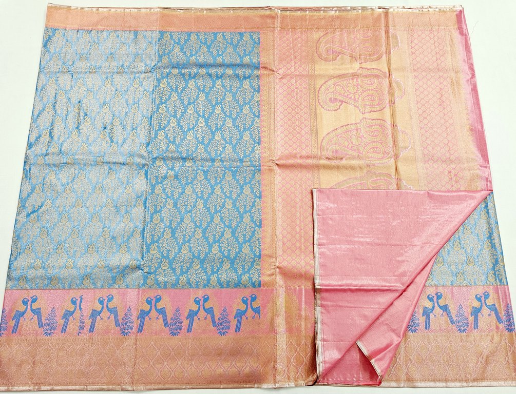 Trendy Kanchipuram Blended Vintage Tissue Bridal Silk Sarees 043