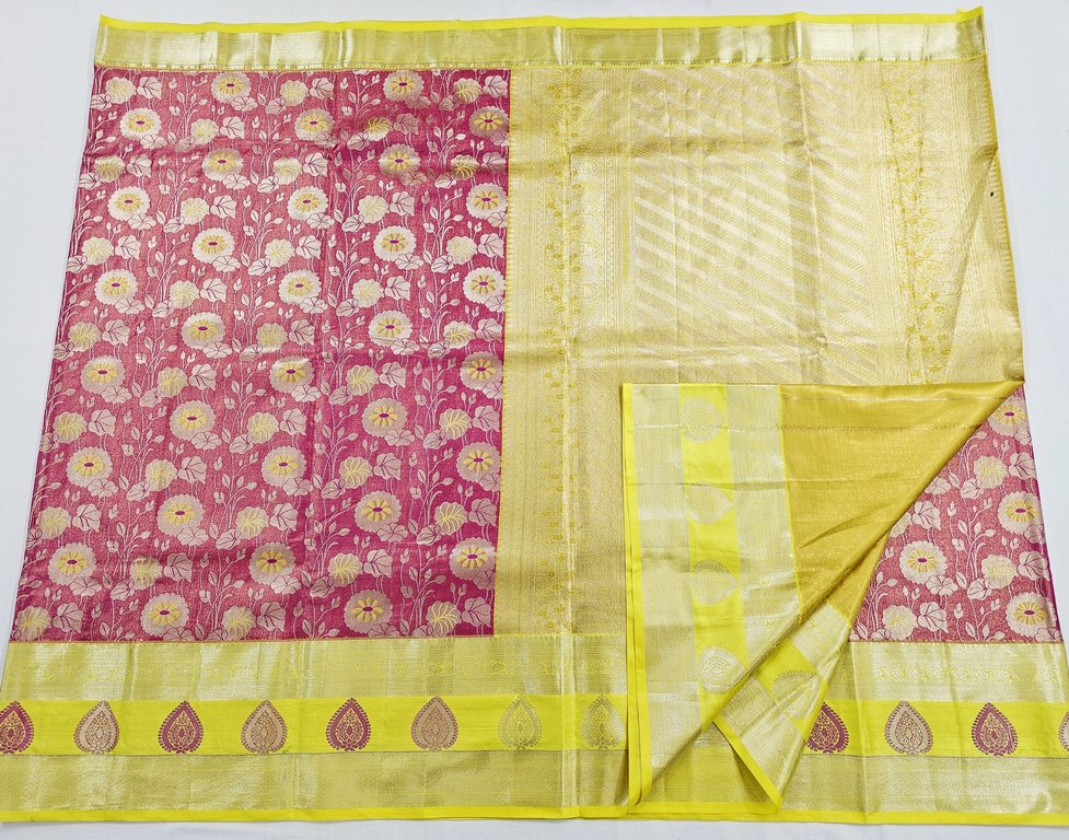 Trendy Kanchipuram Blended Vintage Tissue Bridal Silk Sarees 044