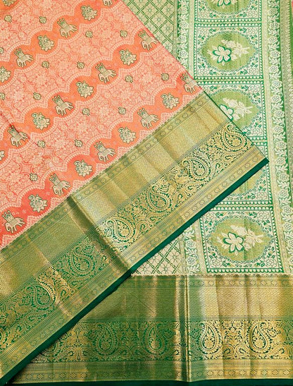 Trendy Kanchipuram Blended Vintage Tissue Bridal Silk Sarees 046