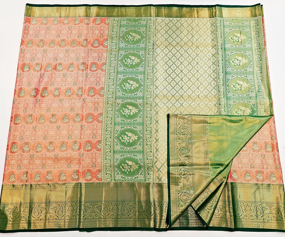 Trendy Kanchipuram Blended Vintage Tissue Bridal Silk Sarees 046