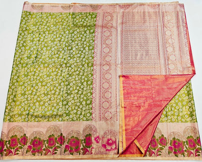 Trendy Kanchipuram Blended Vintage Tissue Bridal Silk Sarees 047