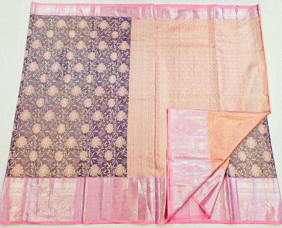 Trendy Kanchipuram Blended Vintage Tissue Bridal Silk Sarees 048