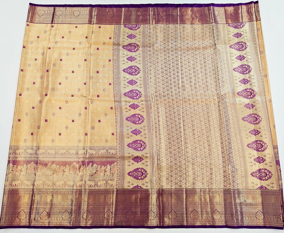 Trendy Kanchipuram Blended Vintage Tissue Bridal Silk Sarees 053