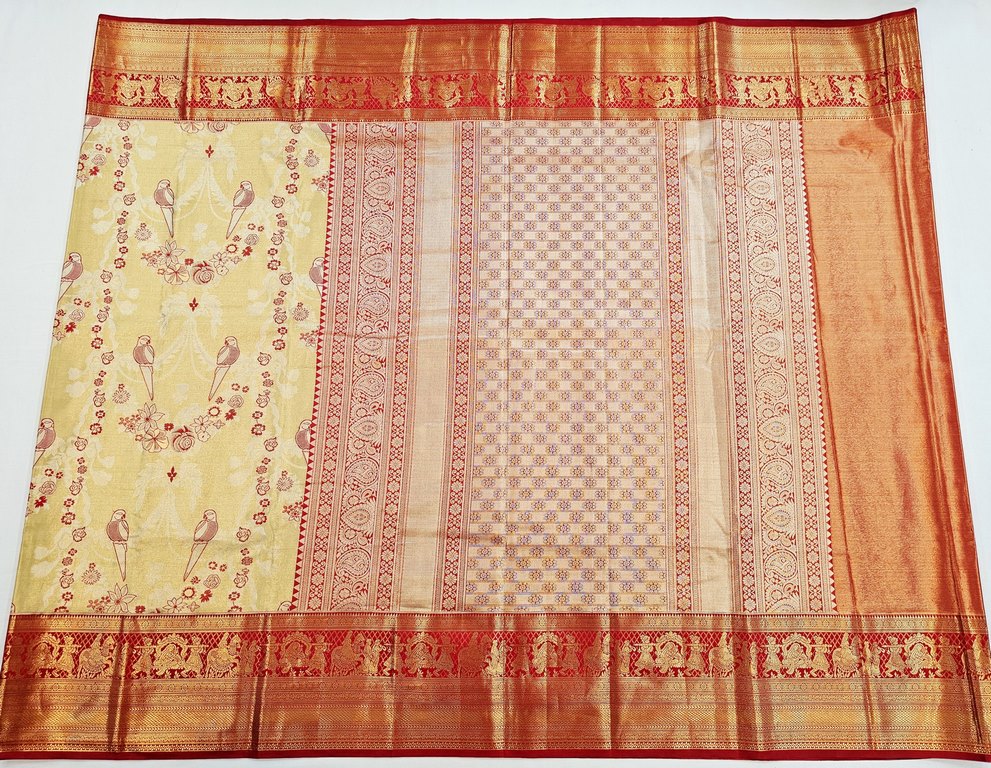 Trendy Kanchipuram Blended Vintage Tissue Bridal Silk Sarees 057