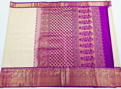 Trendy Kanchipuram Blended Vintage Bridal Silk Sarees 064