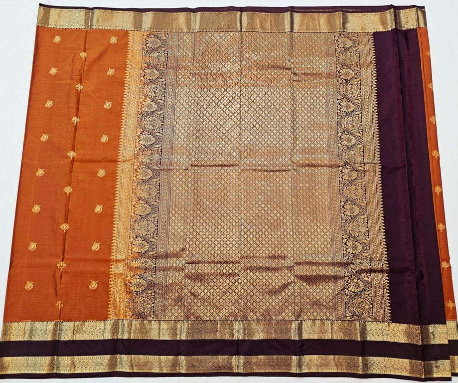 Kanchipuram Trendy Vintage Rusted Orange Silksarees 016