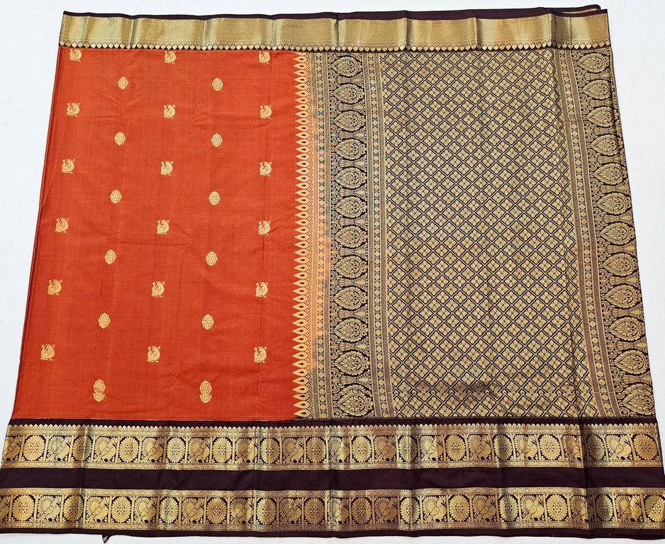 Kanchipuram Trendy Vintage Rusted Orange Silksarees 019