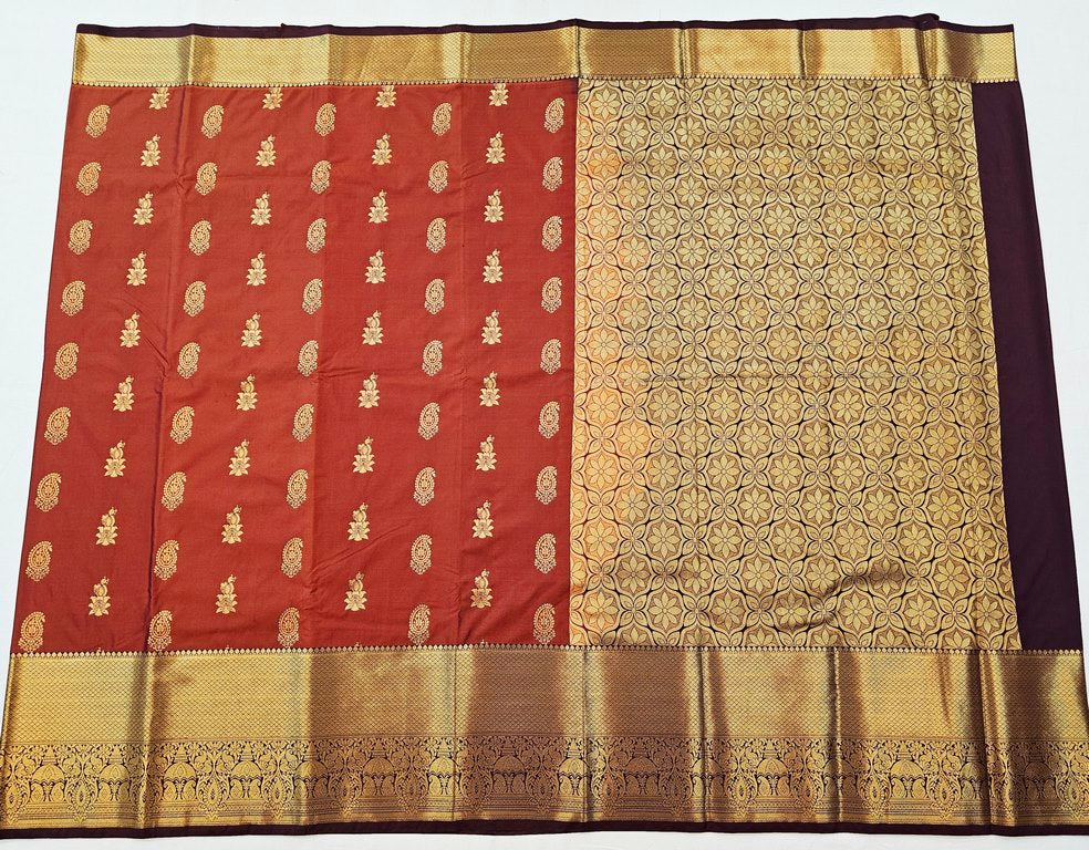 Kanchipuram Trendy Vintage Rusted Orange Silksarees 021