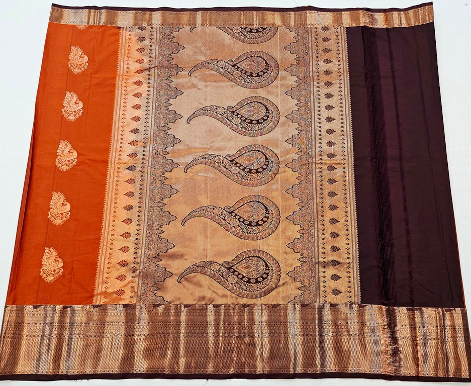 Kanchipuram Trendy Vintage Rusted Orange Silksarees 023