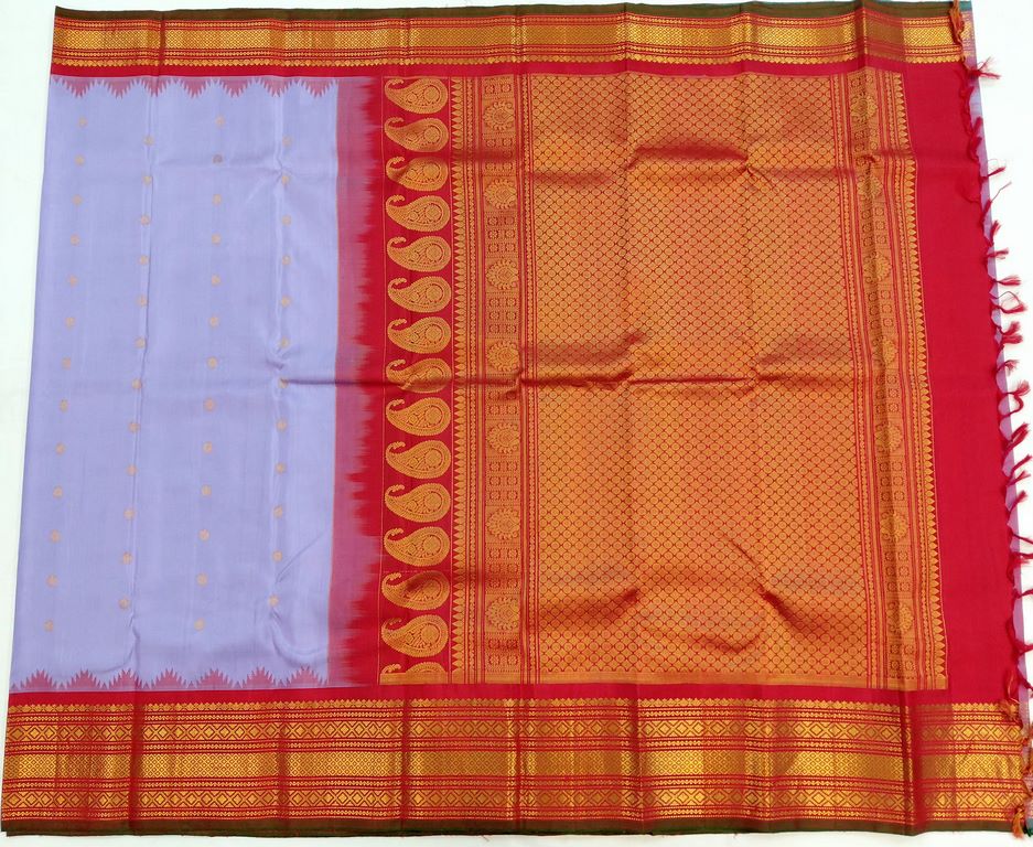 Lavender and Red Pure Kanchipuram Handloom Silksarees