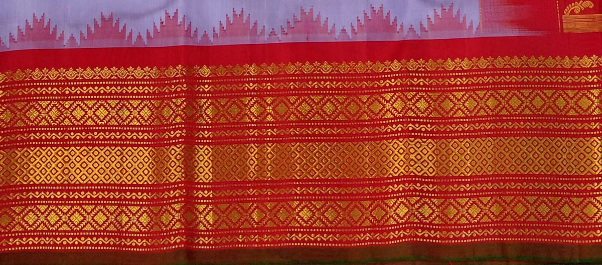 Lavender and Red Pure Kanchipuram Handloom Silksarees