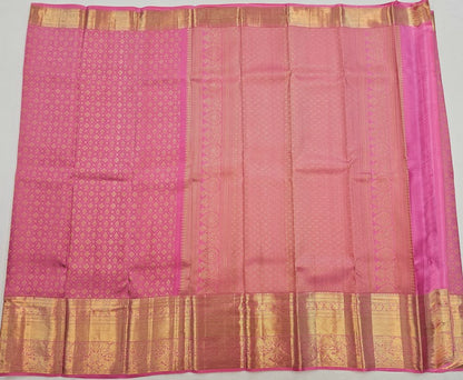 Elegant Rose Pink Kanchipuram Handloom Bridal Pure Silk Saree 001