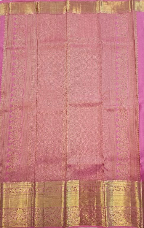 Elegant Rose Pink Kanchipuram Handloom Bridal Pure Silk Saree 001
