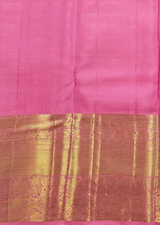 Elegant Rose Pink Kanchipuram Handloom Bridal Pure Silk Saree 001