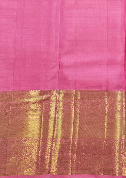 Elegant Rose Pink Kanchipuram Handloom Bridal Pure Silk Saree 001