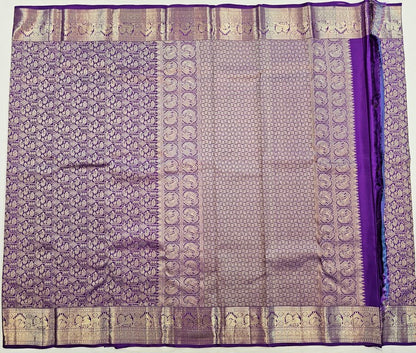 Elegant Dual shade Purple Kanchipuram Handloom Bridal Pure Silk Saree 008