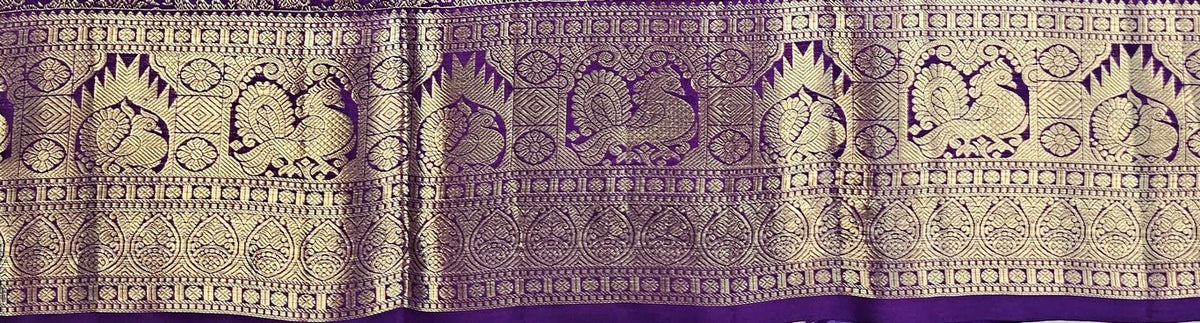 Elegant Dual shade Purple Kanchipuram Handloom Bridal Pure Silk Saree 008