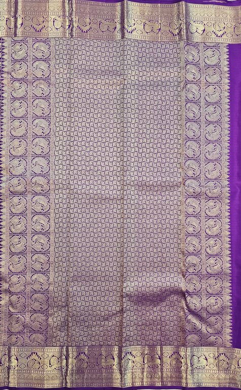 Elegant Dual shade Purple Kanchipuram Handloom Bridal Pure Silk Saree 008